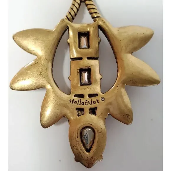 Stella & Dot Soliel Necklace Jewelry Gold Tone Crystal Rhinestones Neutral *note - Picture 6 of 10